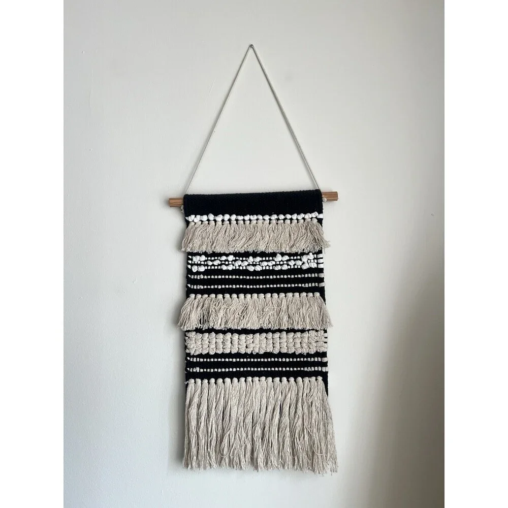 Black And Cream Wall Hanging Macrame Home Decor Decoration Boho